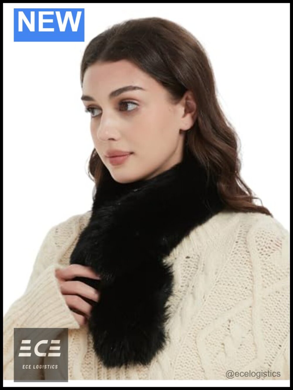 Genuine Fur Scarf Fox Fur Front Rex Rabbit Fur Back Double Sided Winter Neck